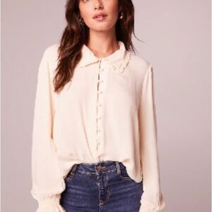 DENISE CREAM RUFFLE COLLAR TOP